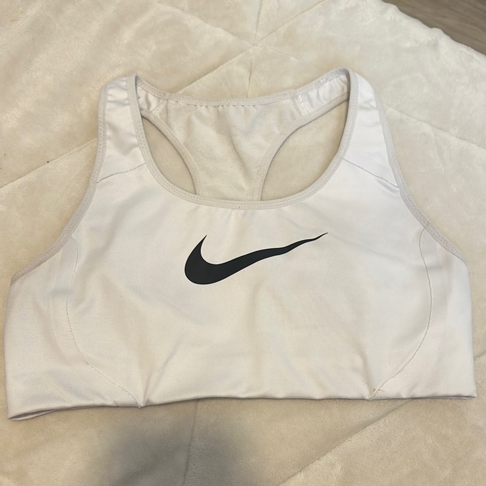 Nike White and Black Sports Bra Moisture-Wicking Racerback